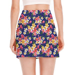 Tropical Frangipani Plumeria Print Side Slit Mini Skirt