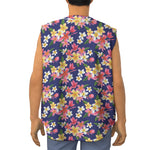 Tropical Frangipani Plumeria Print Sleeveless Baseball Jersey