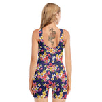 Tropical Frangipani Plumeria Print Sleeveless One Piece Swimsuit