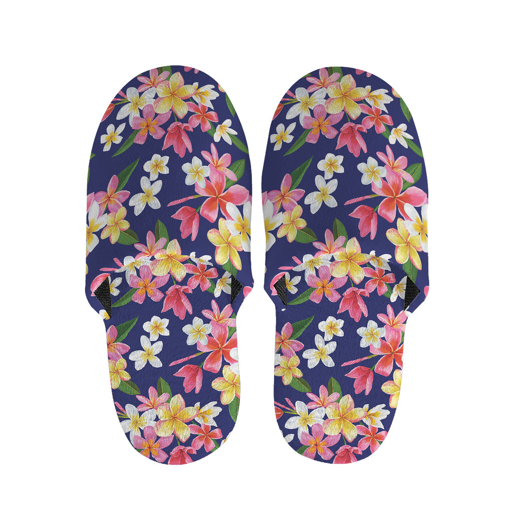 Tropical Frangipani Plumeria Print Slippers