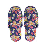 Tropical Frangipani Plumeria Print Slippers
