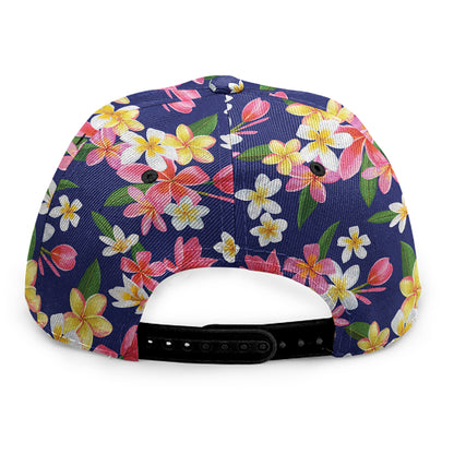 Tropical Frangipani Plumeria Print Snapback Cap