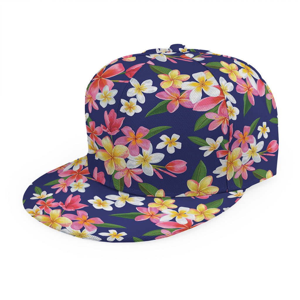 Tropical Frangipani Plumeria Print Snapback Cap