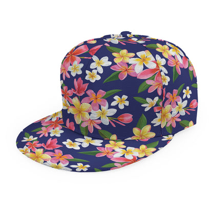 Tropical Frangipani Plumeria Print Snapback Cap