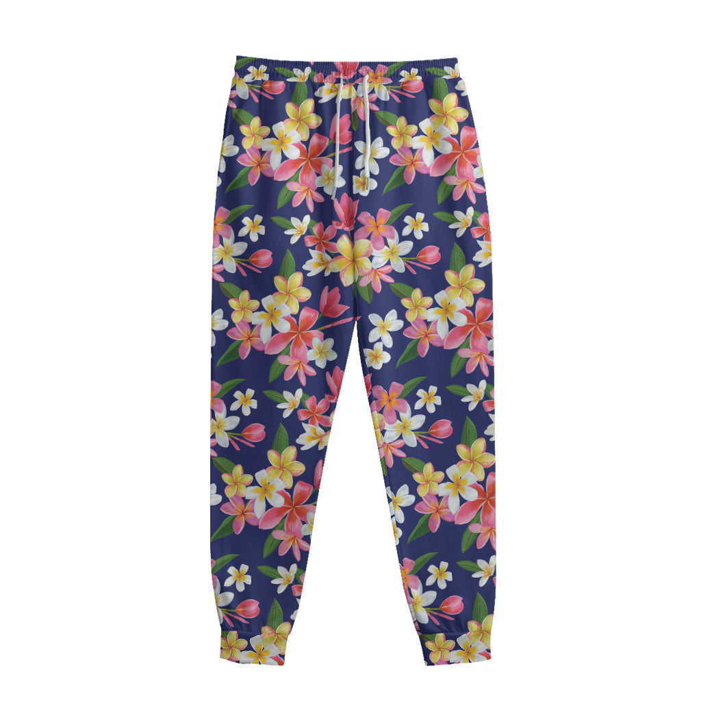 Tropical Frangipani Plumeria Print Sweatpants