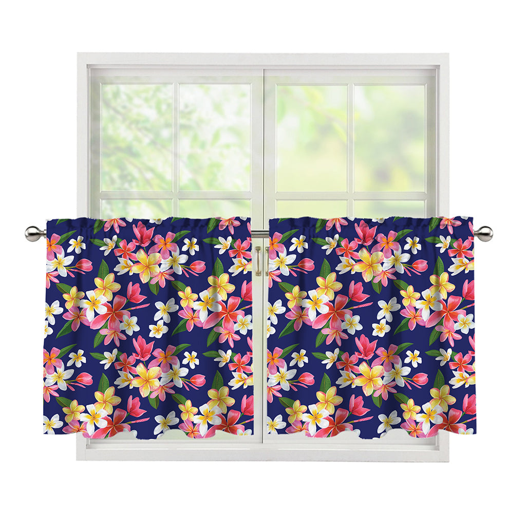 Tropical Frangipani Plumeria Print Tier Curtains