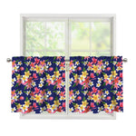 Tropical Frangipani Plumeria Print Tier Curtains