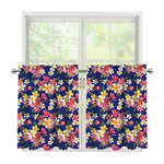 Tropical Frangipani Plumeria Print Tier Curtains