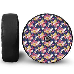 Tropical Frangipani Plumeria Print Tire Cover With Camera Hole