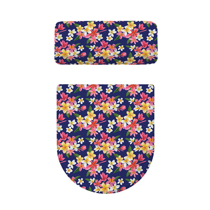Tropical Frangipani Plumeria Print Toilet Lid And Tank Cover Set