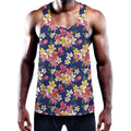Tropical Frangipani Plumeria Print Men's Workout Tank Top