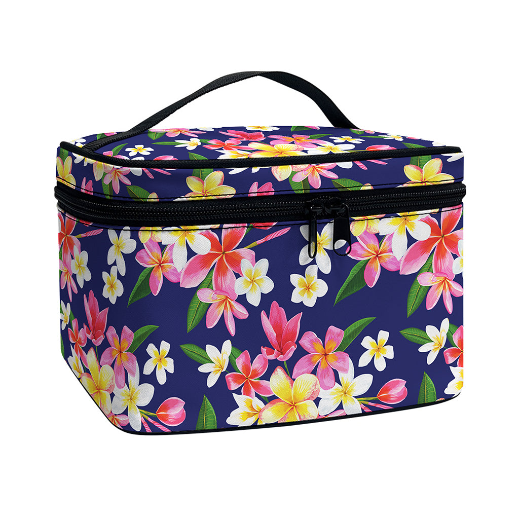 Tropical Frangipani Plumeria Print Travel Makeup Bag