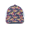 Tropical Frangipani Plumeria Print White Mesh Trucker Hat