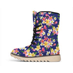 Tropical Frangipani Plumeria Print Winter Boots