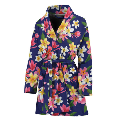Tropical Frangipani Plumeria Print Women's Bathrobe