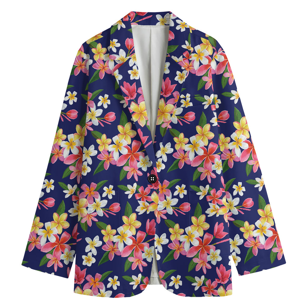 Tropical Frangipani Plumeria Print Women's Blazer