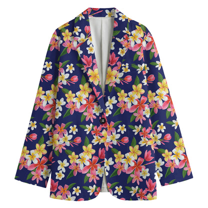 Tropical Frangipani Plumeria Print Women's Blazer