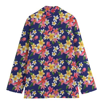 Tropical Frangipani Plumeria Print Women's Blazer