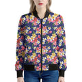 Tropical Frangipani Plumeria Print Women's Bomber Jacket