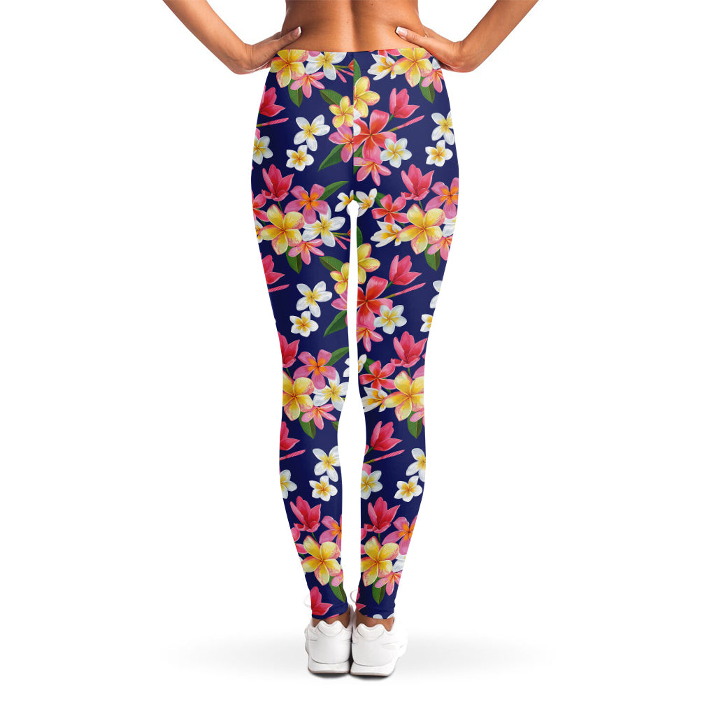 Tropical Frangipani Plumeria Print Women's Leggings