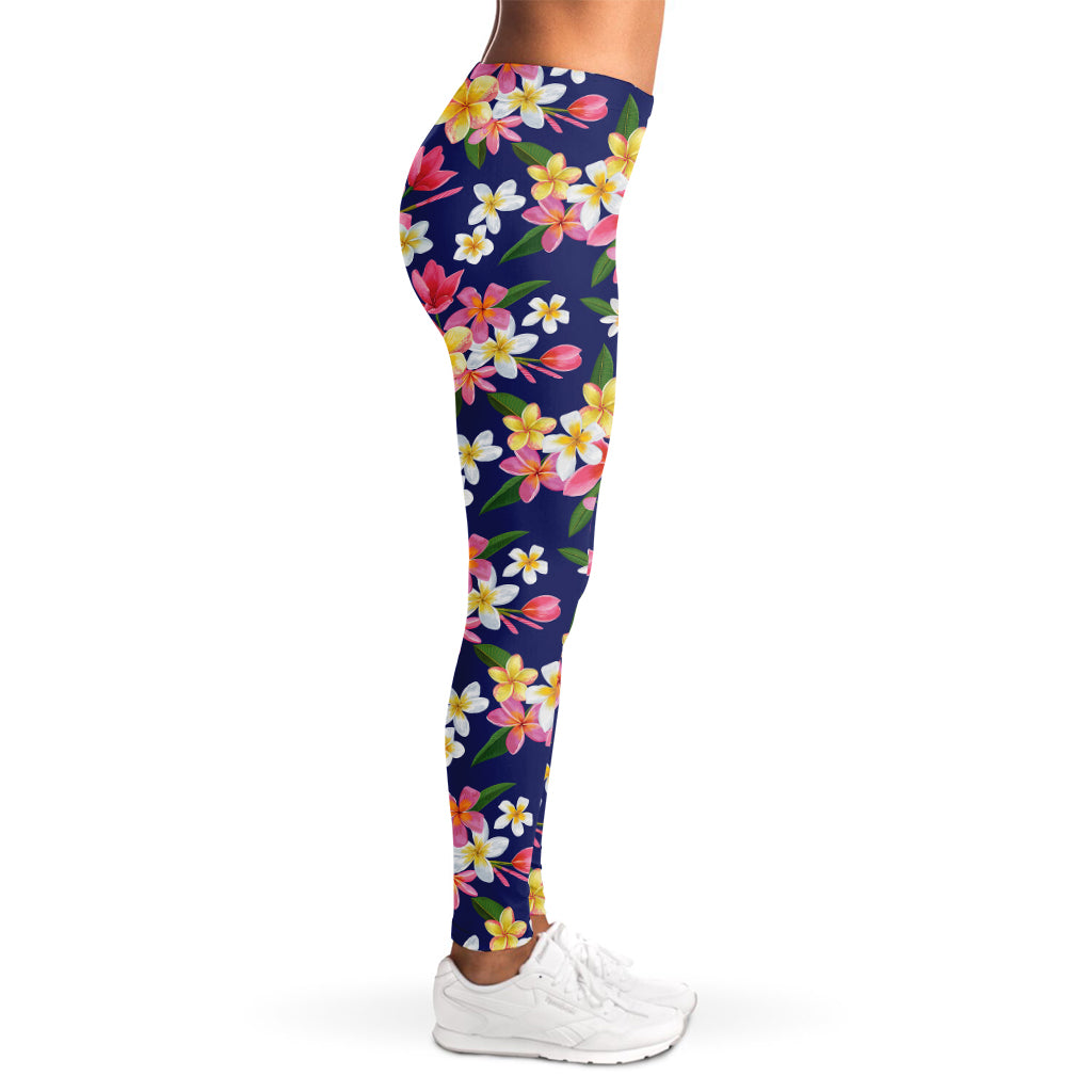 Tropical Frangipani Plumeria Print Women's Leggings