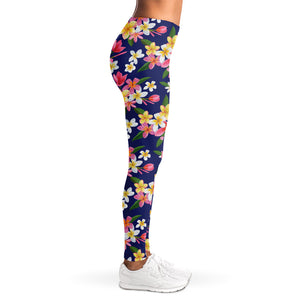 Tropical Frangipani Plumeria Print Women's Leggings