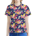 Tropical Frangipani Plumeria Print Women's Polo Shirt