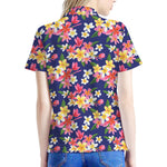 Tropical Frangipani Plumeria Print Women's Polo Shirt