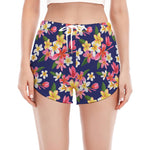 Tropical Frangipani Plumeria Print Women's Split Running Shorts