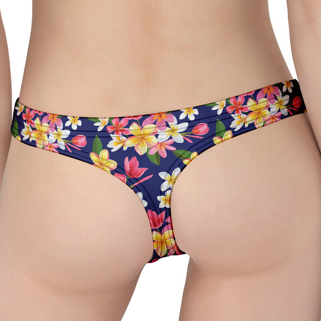 Tropical Frangipani Plumeria Print Women's Thong