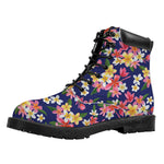 Tropical Frangipani Plumeria Print Work Boots