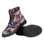 Tropical Frangipani Plumeria Print Work Boots