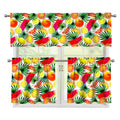 Tropical Fruit Leaf Pattern Print 3 Piece Kitchen Curtains