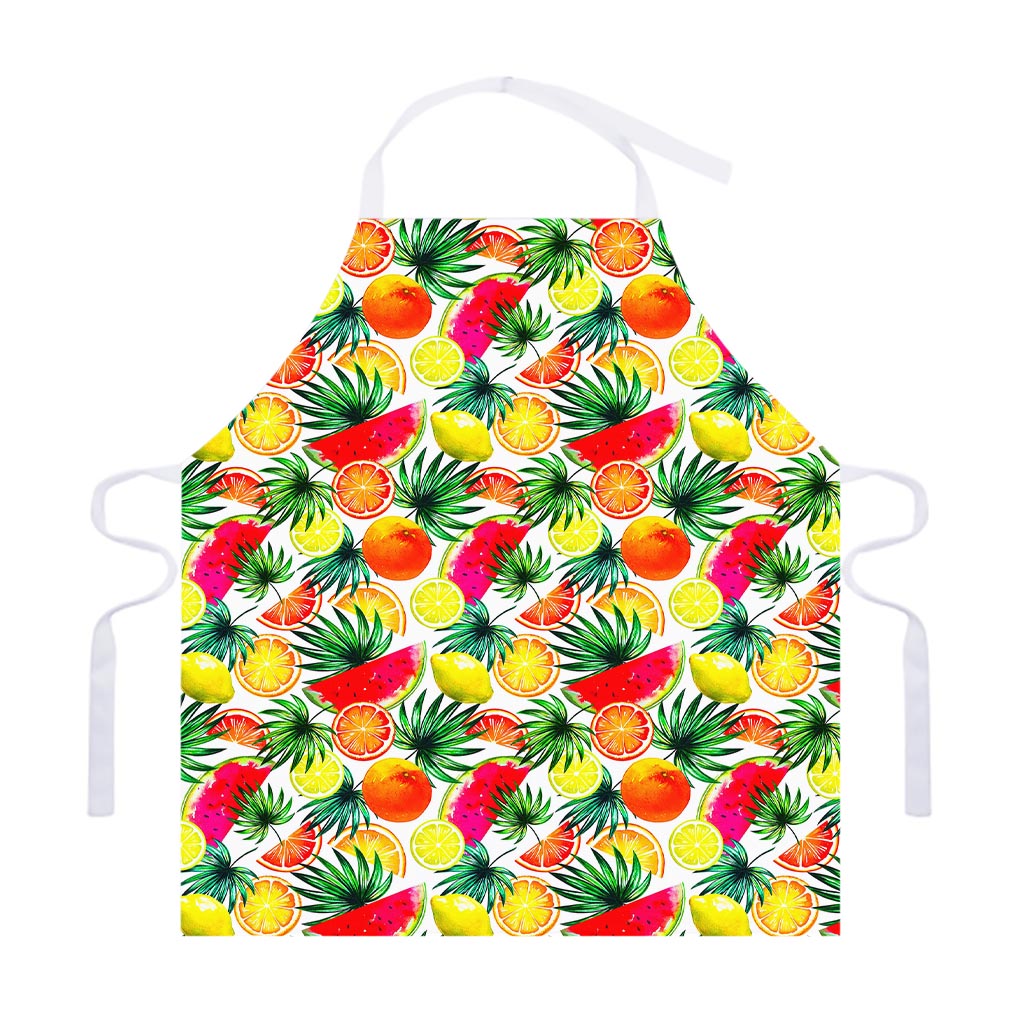 Tropical Fruit Leaf Pattern Print Adjustable Apron