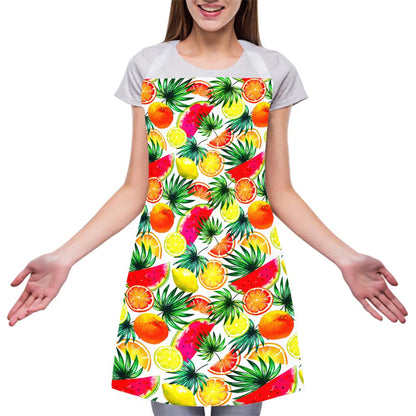 Tropical Fruit Leaf Pattern Print Adjustable Apron