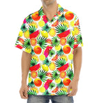Tropical Fruit Leaf Pattern Print Aloha Shirt