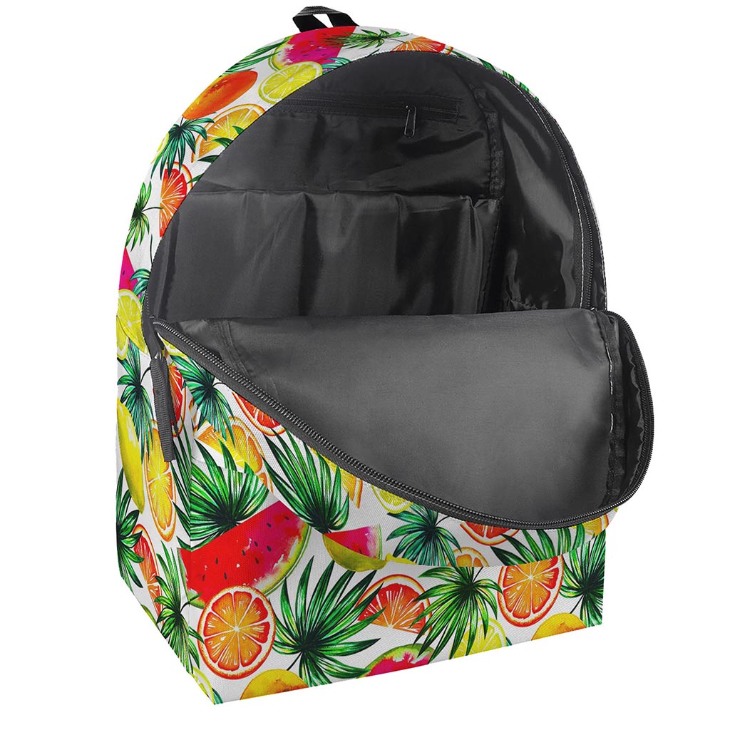 Tropical Fruit Leaf Pattern Print Backpack