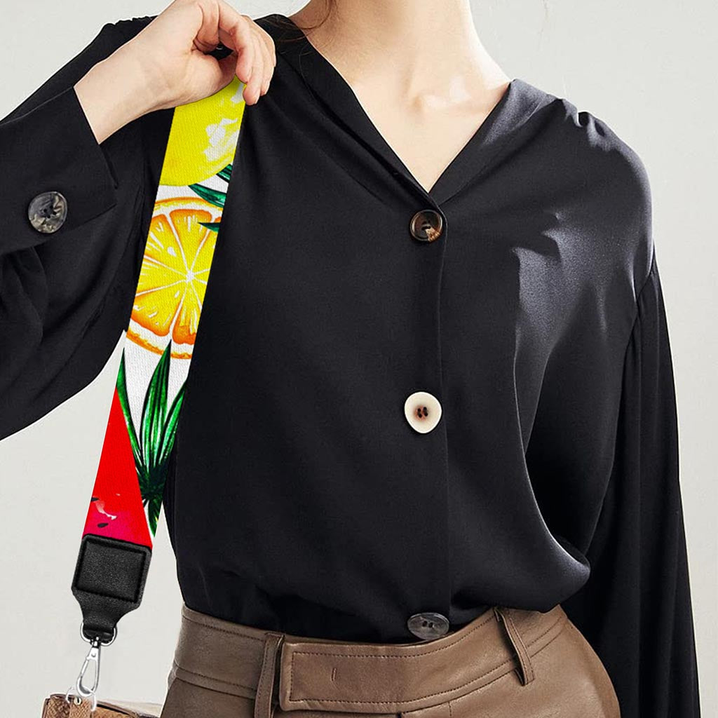 Tropical Fruit Leaf Pattern Print Bag Strap
