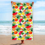 Tropical Fruit Leaf Pattern Print Beach Towel
