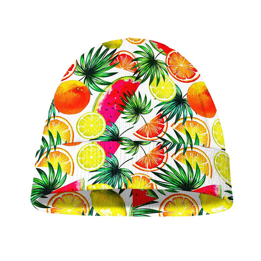 Tropical Fruit Leaf Pattern Print Beanie