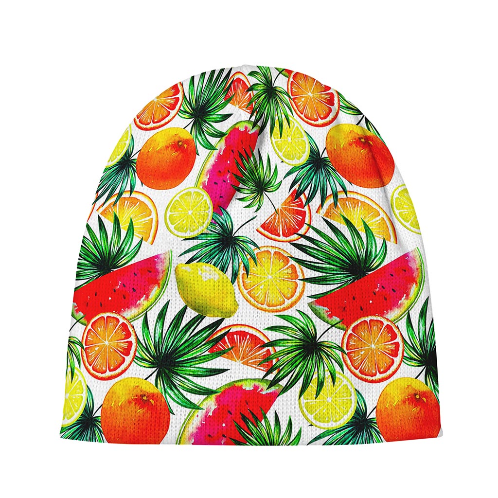 Tropical Fruit Leaf Pattern Print Beanie