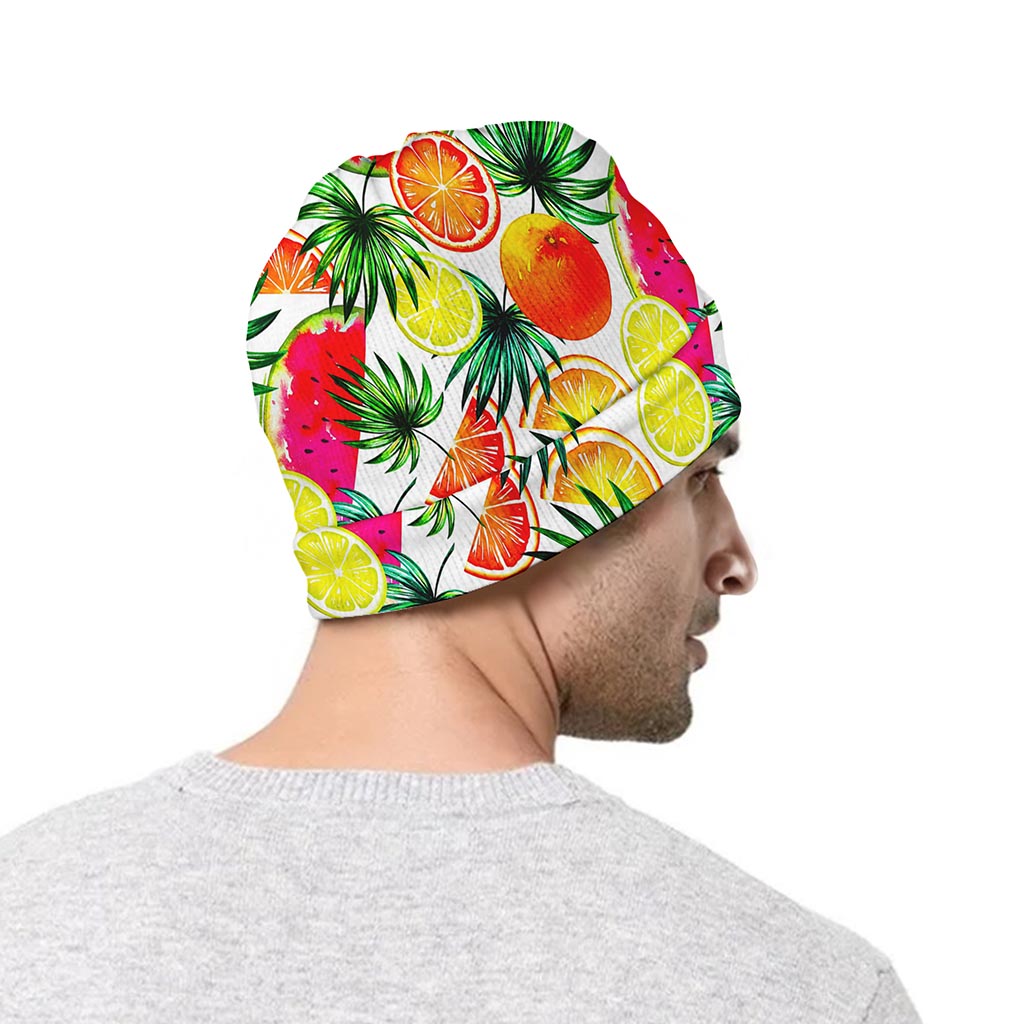Tropical Fruit Leaf Pattern Print Beanie