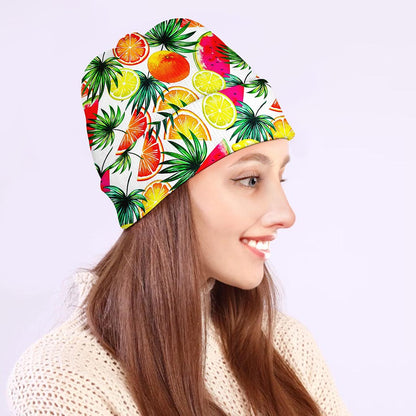Tropical Fruit Leaf Pattern Print Beanie
