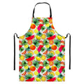 Tropical Fruit Leaf Pattern Print Bib Apron With Pocket