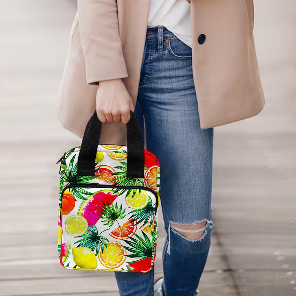 Tropical Fruit Leaf Pattern Print Bible Tote Bag