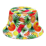 Tropical Fruit Leaf Pattern Print Bucket Hat