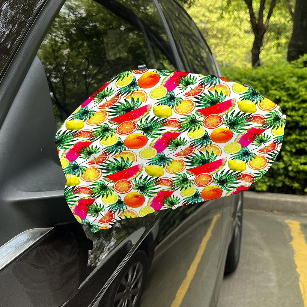 Tropical Fruit Leaf Pattern Print Car Side Mirror Covers