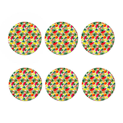 Tropical Fruit Leaf Pattern Print Coaster Set