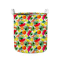 Tropical Fruit Leaf Pattern Print Collapsible Laundry Basket