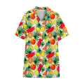 Tropical Fruit Leaf Pattern Print Cotton Hawaiian Shirt